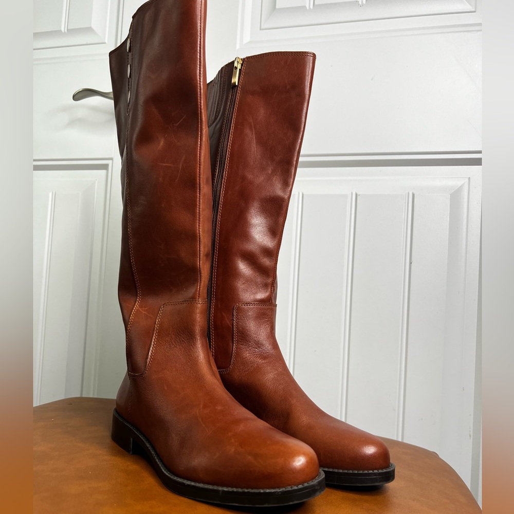 Franco Sarto Women's Black Leather Riding Boots Sz 7 M NWOT